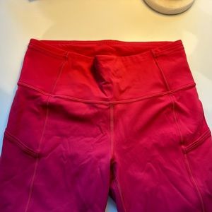 Lululemon fast and free 19” high rise crop capris. Like new,  pink color!